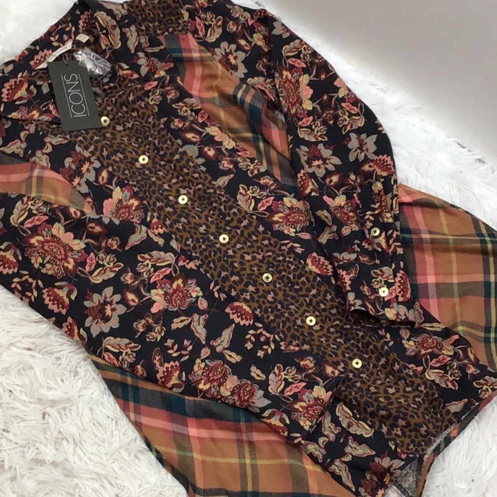 Soft Surroundings mixed pattern button tunic blouse S NWT - Picture 11 of 11